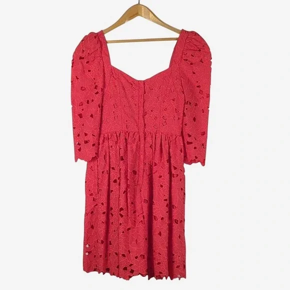 NWT Cara Cara Hart Dress Hibiscus Eyelet Cotton Puff Sleeve Mini NWT Size 2 - Picture 3 of 10